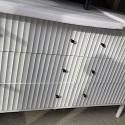 Fluted 6 Drawers Dresser For Bedroom, 54" Wide Wood Dresser, Chest Of Drawers