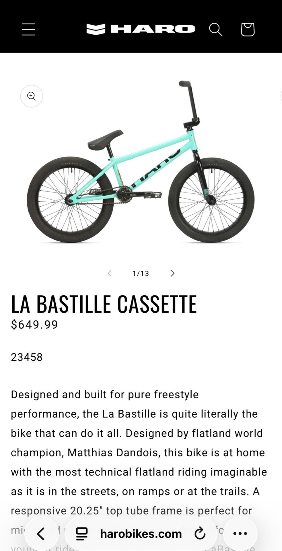 HARO bmx bike/ LA BASTILLE CASSETTE
