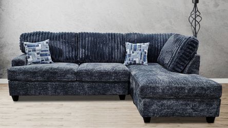 Charcoal Gray Sectional With Deep Seating 