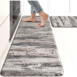 Anti Fatigue Kitchen Mats for Floor 17"x47"+17"x29"