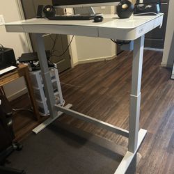 Adjustable Glass Top Desk