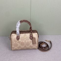 Coach Rowan Signature Stripe Canvas Shoulder Bag cy679
