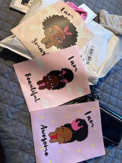 Girls Affirmation Printed Fabric Panels Set of 3