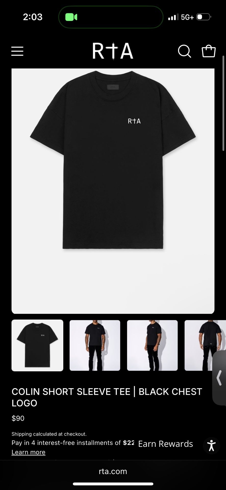 COLIN SHORT SLEEVE TEE | BLACK CHEST LOGO