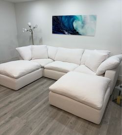 Restoration Hardware Cloud Couch 5 Piece Sectional White  Luxury Sofa