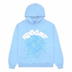 Sp5der Web Graphic Hoodie Light Blue
