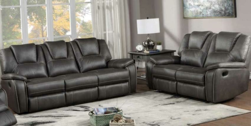 Charcoal Grey Reclining Sofa & Loveseat Set - BRAND NEW IN BOXES