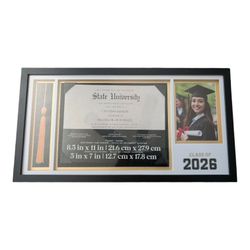 Black graduation certificate tassel frame new