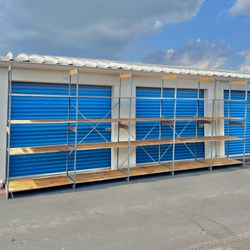 Warehouse Racks Metal and Wood Shelving Stockroom Storage Shelves