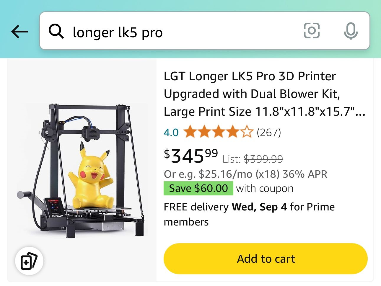 3D Printer Longer LK5 PRO