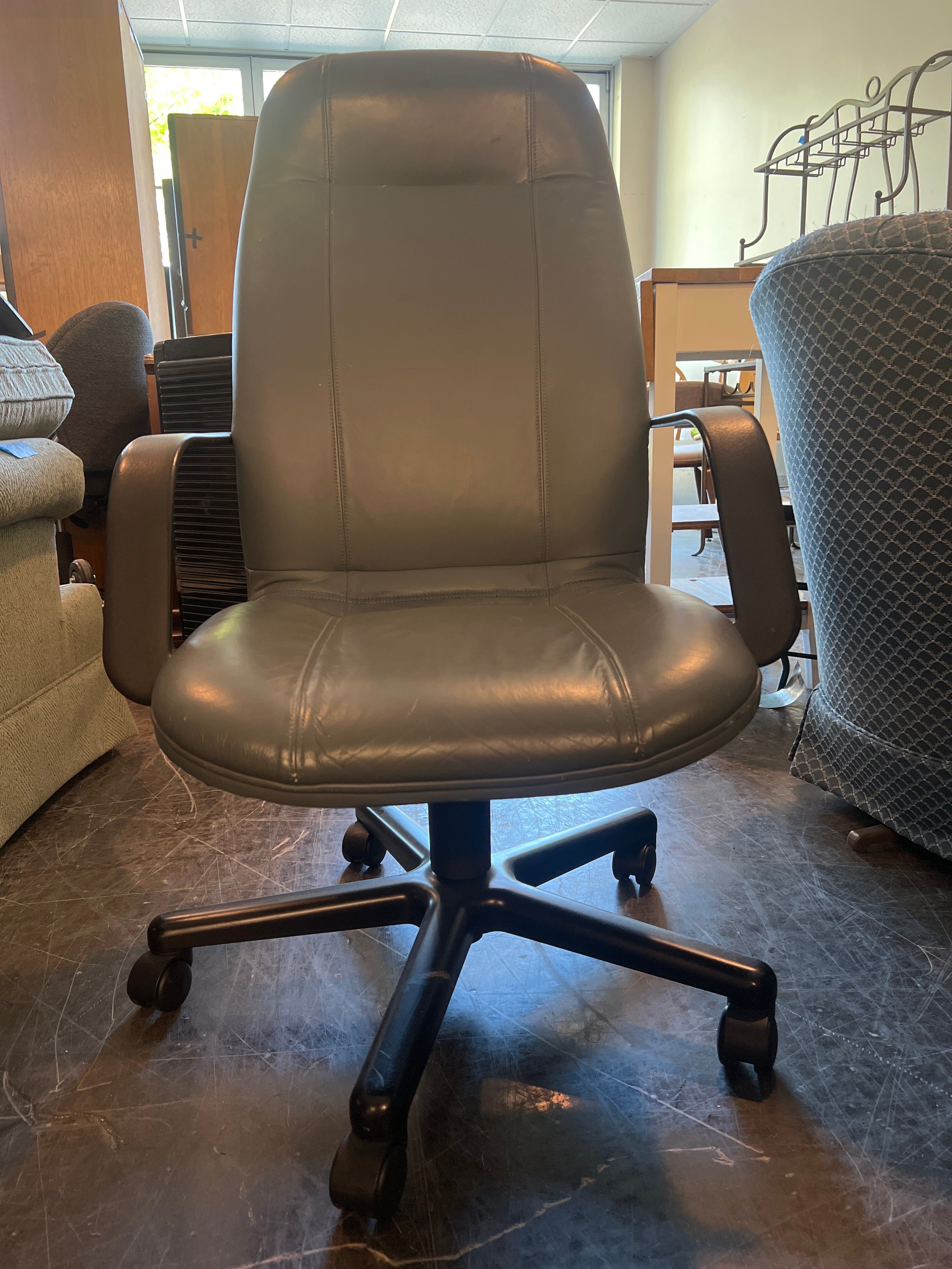 Blue Executive Office Chair with Black Arms