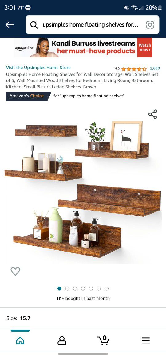 Upsimples Home Floating Shelves for Wall Decor Storage, Wall Shelves Set of  5, Wall Mounted Wood Shelves for Bedroom, Living Room, Bathroom, Kitchen