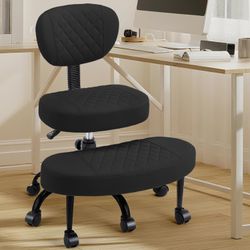 Ergonomic Cross-Legged Yoga Office Desk Chair, Black      