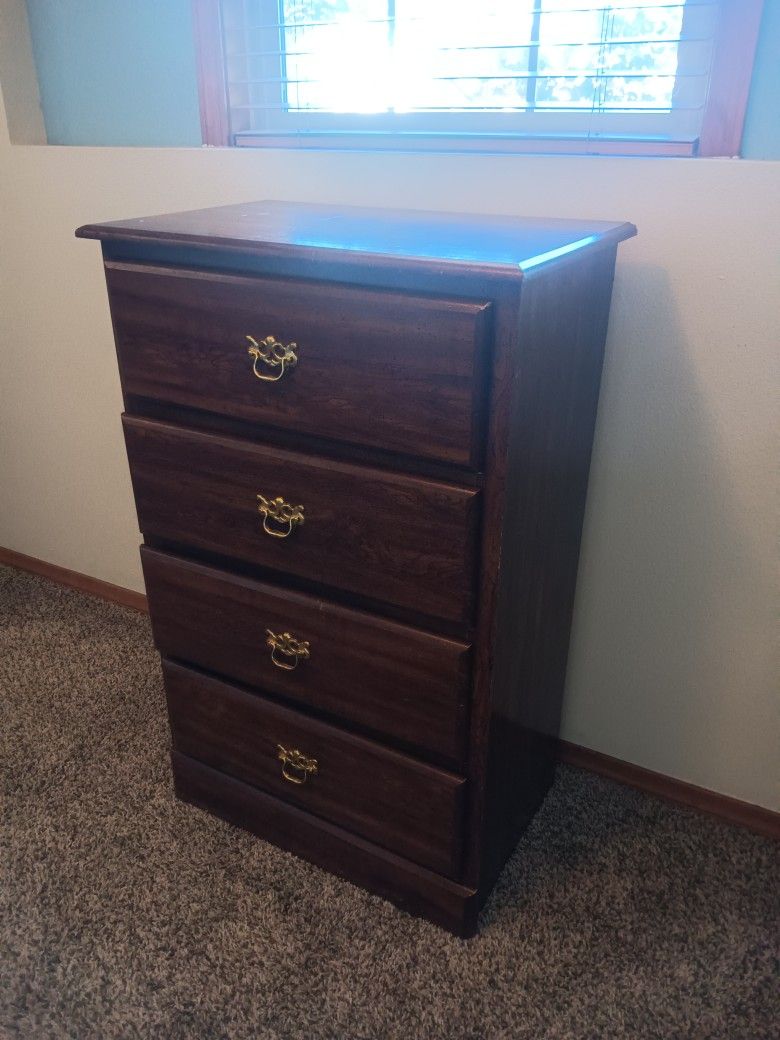 Wooden Dresser With 4 Drawers 25" X 16" X 39.5" Tall