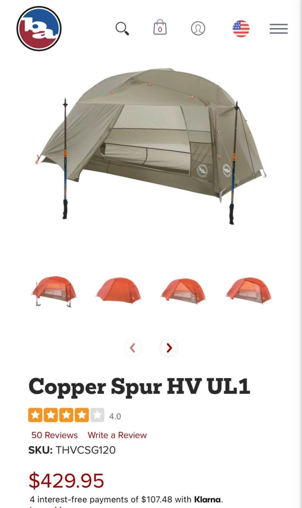 Bigagnes Copper Spur HV UL1 Ultralight Tent