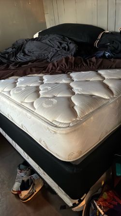 Free queen mattress with box spring and metal stand