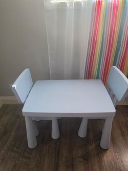 Blue blue kids activity table with 2 chairs
