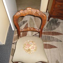 Antique Embroidered Desk Chair