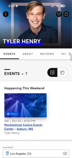 Tyler Henry tickets at the muckleshoot casino 10/3 8pm