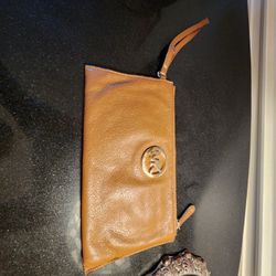 Small Tan Michael Kors Wristlet - Has A Tiny Scratch On The Back