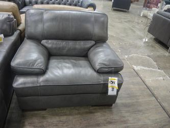Dash & Edison Kipling Gray Leather Pillow-Arm Chair