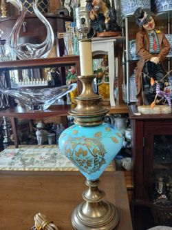 Blue Glass Tall Table Lamp