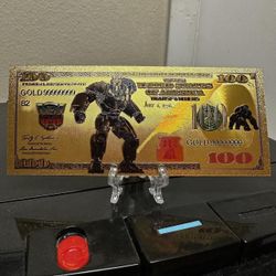 24k Gold Foil Plated Optimus Primal Transformers Banknote 