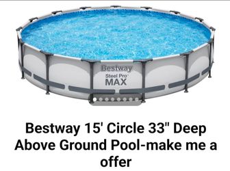 Bestway 15' Steel Pro MAX Round Above Ground Pool, 33" Deep  brand new in box