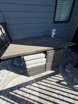 Outdoor Wicker Table with Storage