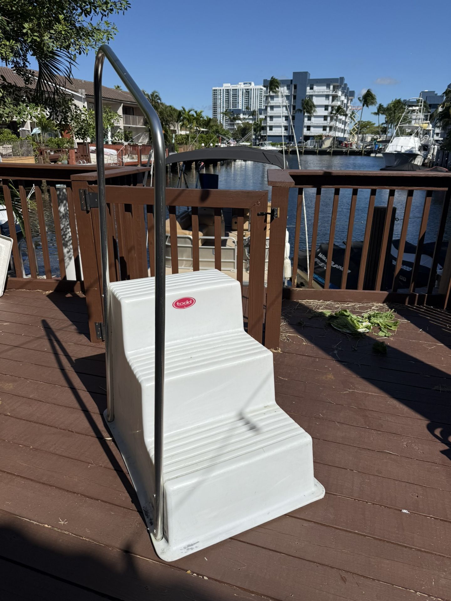 Todd Marine 3-Step Boarding Steps + Stainless Handrail (Dock/Boat Boarding)