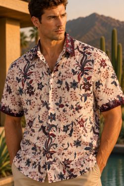 United Avenue Men’s Medium Floral Batik Cotton Shirt