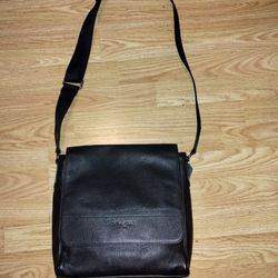 Coach Houston Map Bag/Crossbody Men's Leather Black  Adjustable Shoulder Strap.