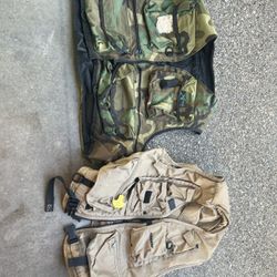 2 Nice XL Like New Fly Fishing Vests, One Inflatable 