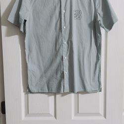 Hugo Boss Men’s Ebor Short Sleeve Button-up Shirt Open Grey