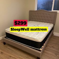 Queen Size Bed Frame With Pillow Top Mattress Included 