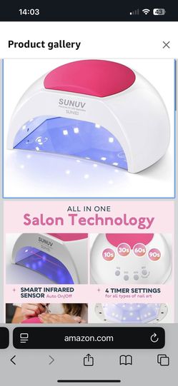 SUNUV SUN2C UV Light for Nails, UV LED Nail Lamp with 4 Timer Settings, Curing Lights Compatible with All Gel Polish Rose 