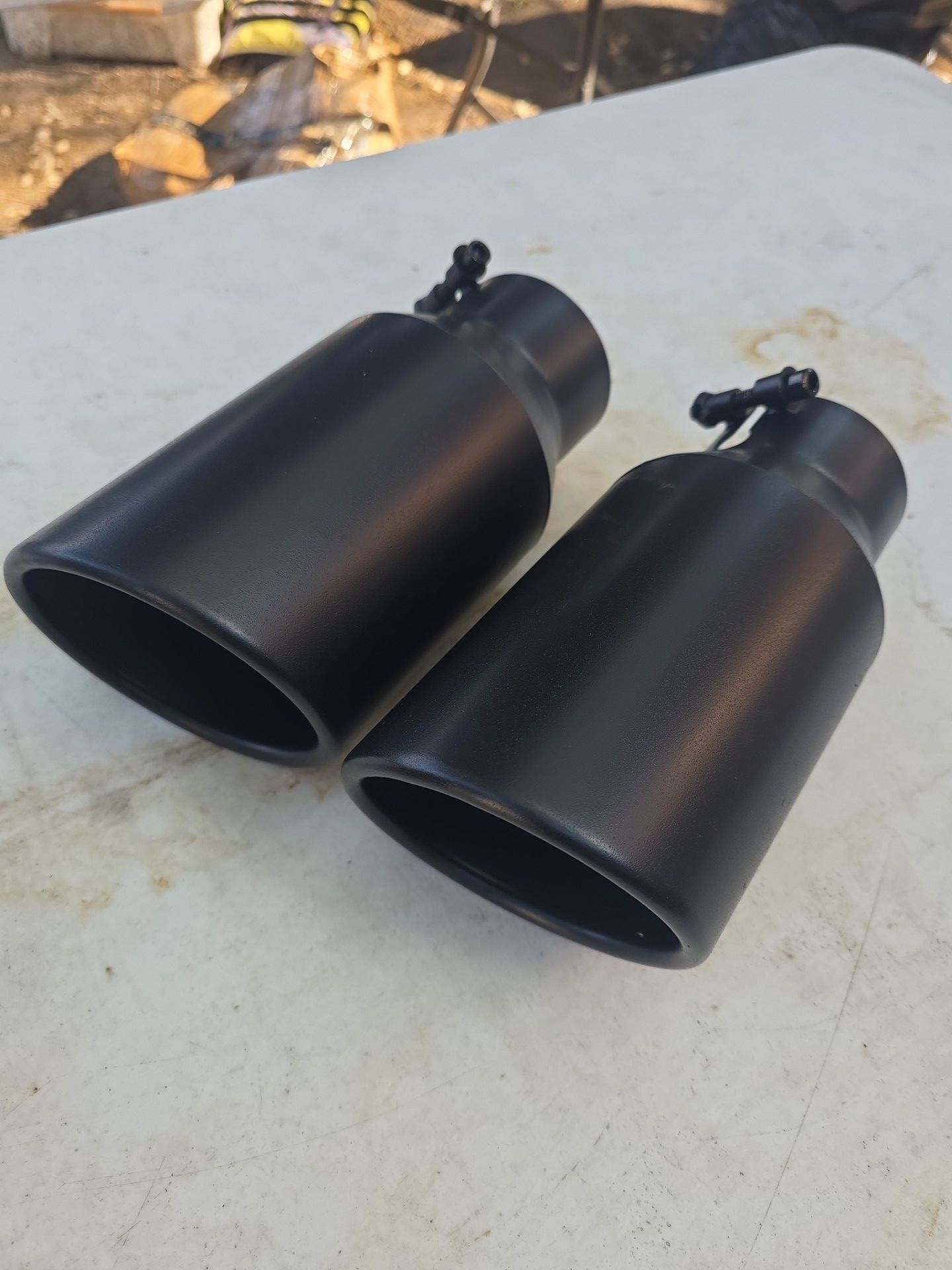 2pcs 3 inch Inlet 4.5" Outlet Exhaust Tip 9" Overall Length Stainless ...