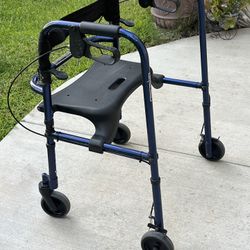 Folding Walker With Seat And Brakes 