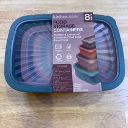 Kitchen Details 8 Pack Food Storage Containers Silicone Lids Meal Prep New