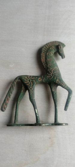 Vintage cast bronze or brass stylized horse sculpture