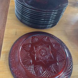 30 Piece Vintage Cristal D'Arques Durand "Antique Ruby" glass dishware 