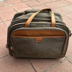 Vintage Hartmann Tweed Travel Tote / Overnight Bag with Leather Trim