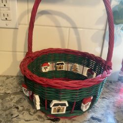 Christmas Baskets Woven Wicker 11" Tall