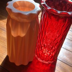 Two Vases - One Glass- One Plastic 