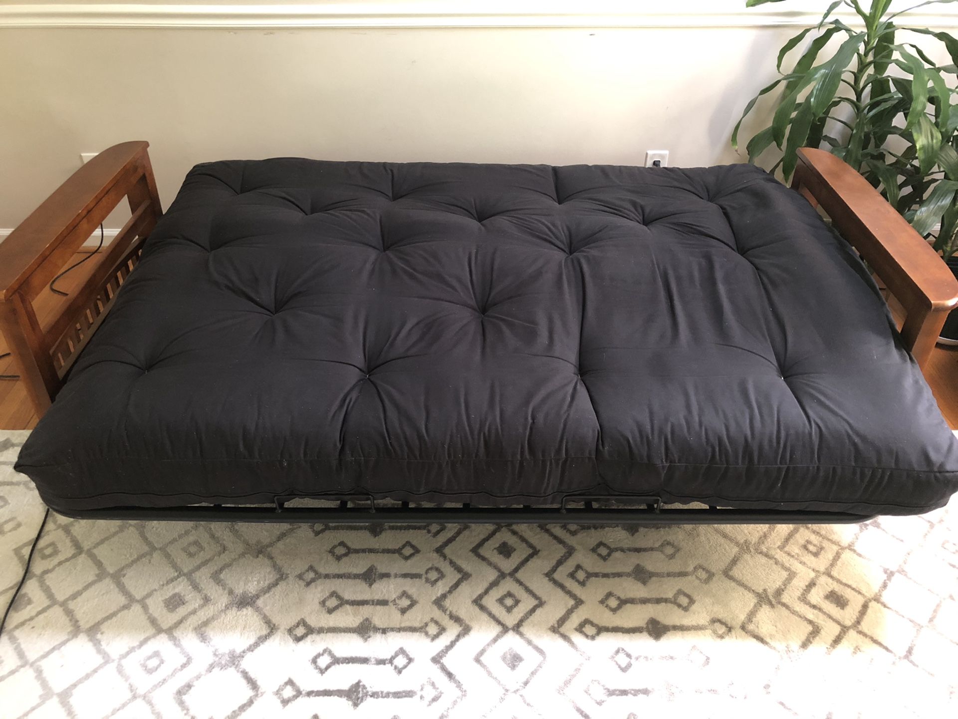 Black futon, pillows and white little blanket for Sale in Durham, NC OfferUp