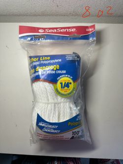 SeaSense 1/4" x 100' White Hollow Braid Polypropylene Anchor Line