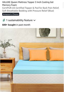 VALUXE Queen Cooling Gel Memory Foam Mattress Topper