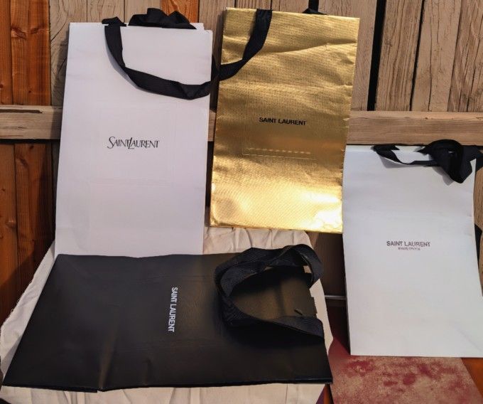 Saint Laurent (YSL) Medium Logo Paper Shopping Bags - 20.25" x 12.5" x 6"