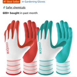 Gardening Gloves, 4 Pairs Breathable Rubber Coated Yard Garden Gloves, Outdoor Protective Work Gloves with Grip, Size Small, Red & Green