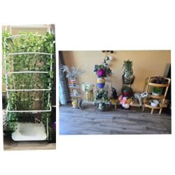 Shelves,3 Layer Shelf Metal,wooden,fake Plants,home Decor
